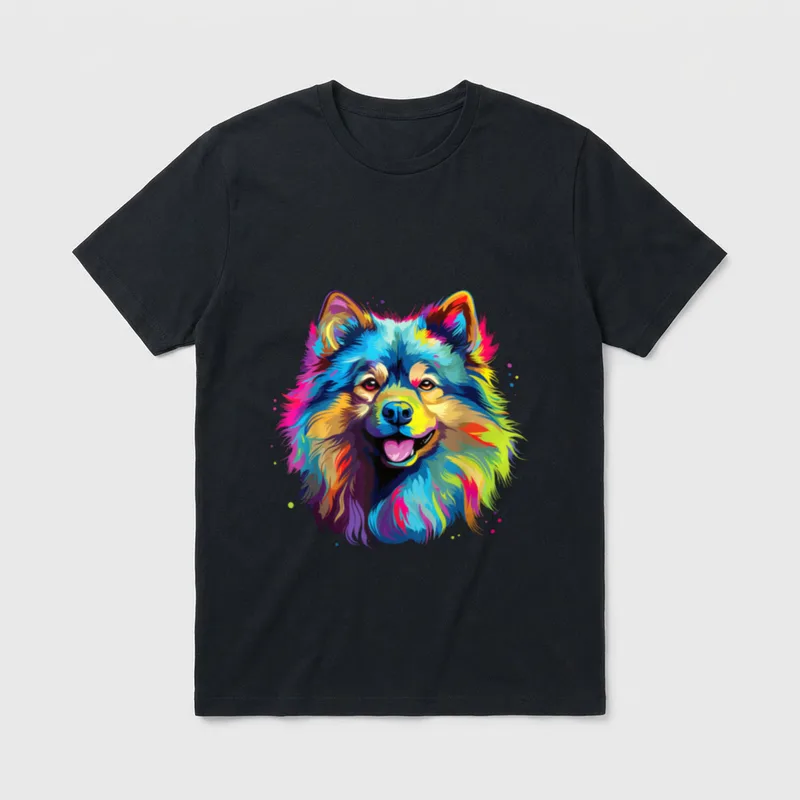 Wasserfarben Farbenfroher Wolfsspitz Hunde T-Shirt – Klassisches T-Shirt in Schwarz