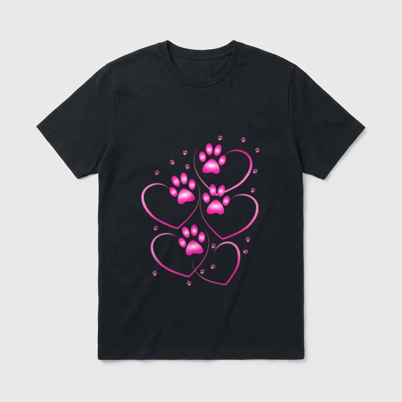Rosa Herzen mit süßen T-Shirt – Klassisches T-Shirt in Schwarz