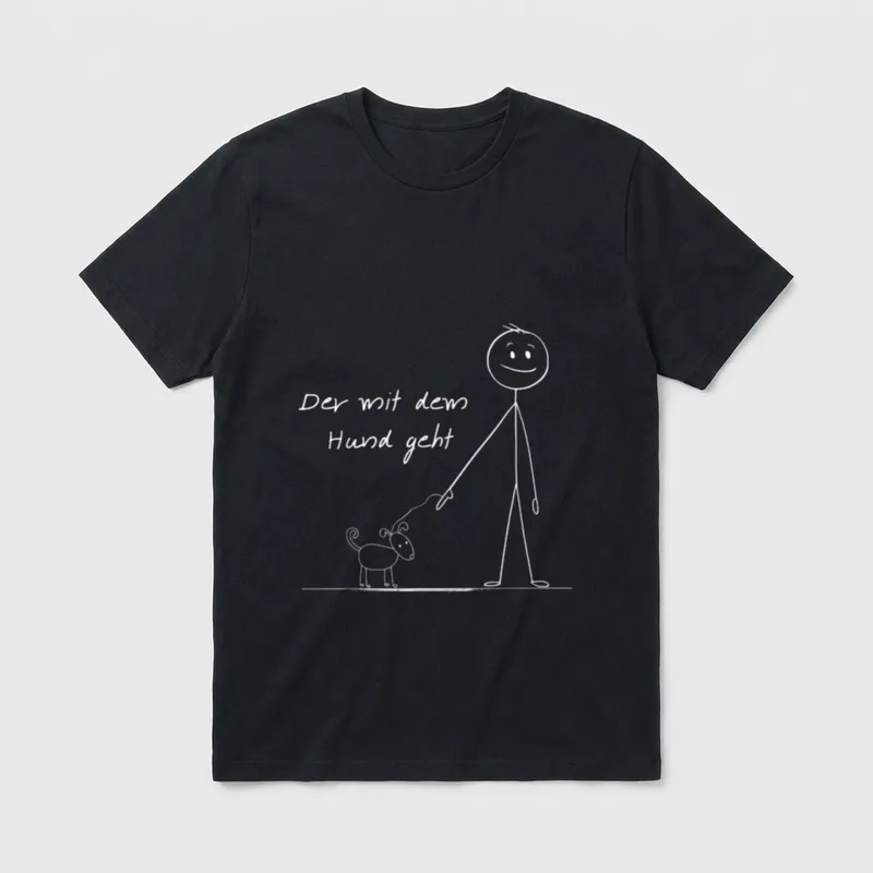 Der mit dem Hund T-Shirt 0302 – Klassisches T-Shirt in Schwarz
