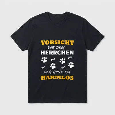 Vorsicht vor dem Herrchen T-Shirt 0321 – Klassisches T-Shirt in Schwarz