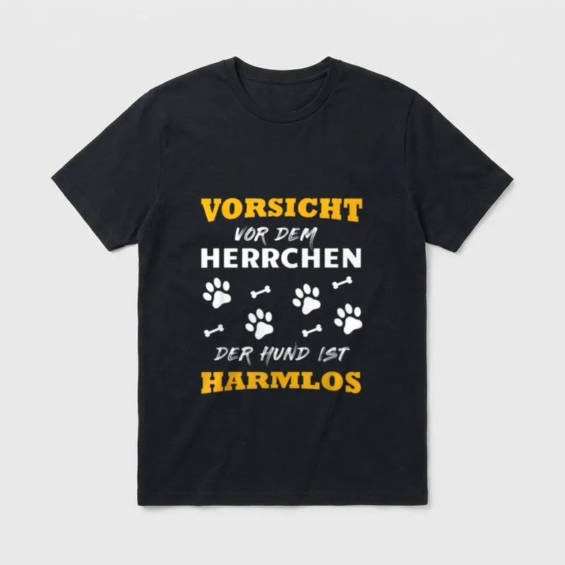 Vorsicht vor dem Herrchen T-Shirt 0321 – Klassisches T-Shirt in Schwarz