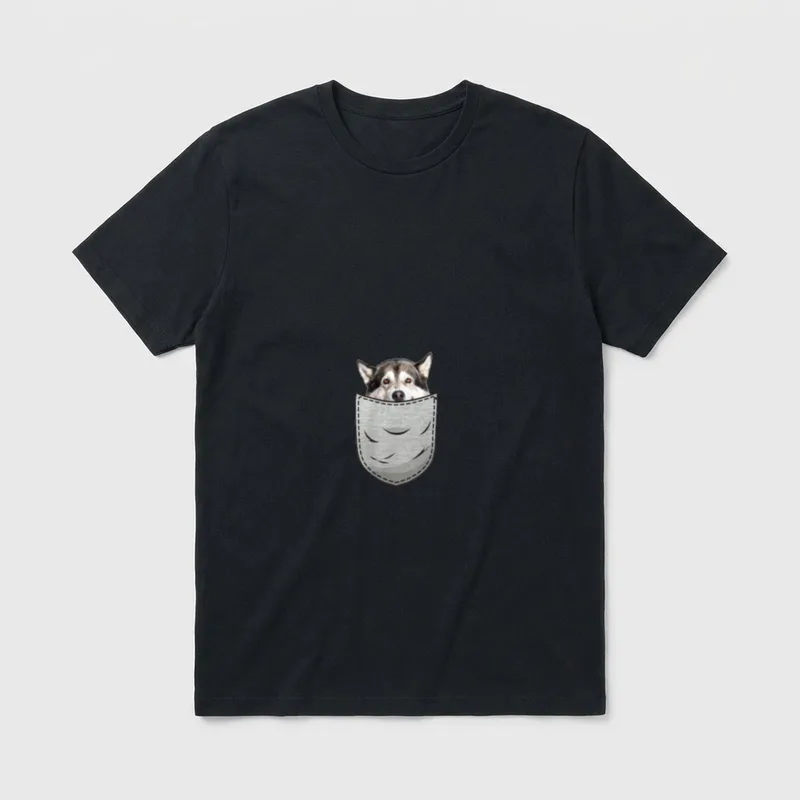 Mal Mally Brust-Tasche Pocket T-Shirt – Klassisches T-Shirt in Schwarz