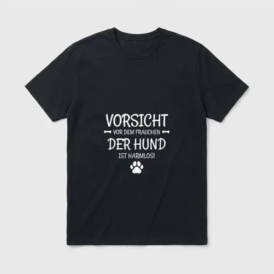 vorsicht vor dem frauchen T-Shirt 0332 – Klassisches T-Shirt in Schwarz
