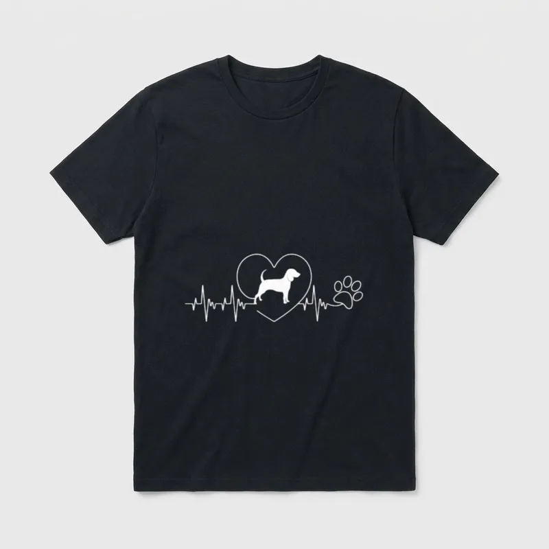 Beagle Hund Herzschlag Pfote T-Shirt – Klassisches T-Shirt in Schwarz