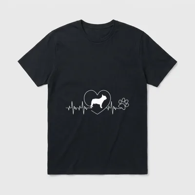 Französische Bulldogge Heartbeat Hund T-Shirt – Klassisches T-Shirt in Schwarz