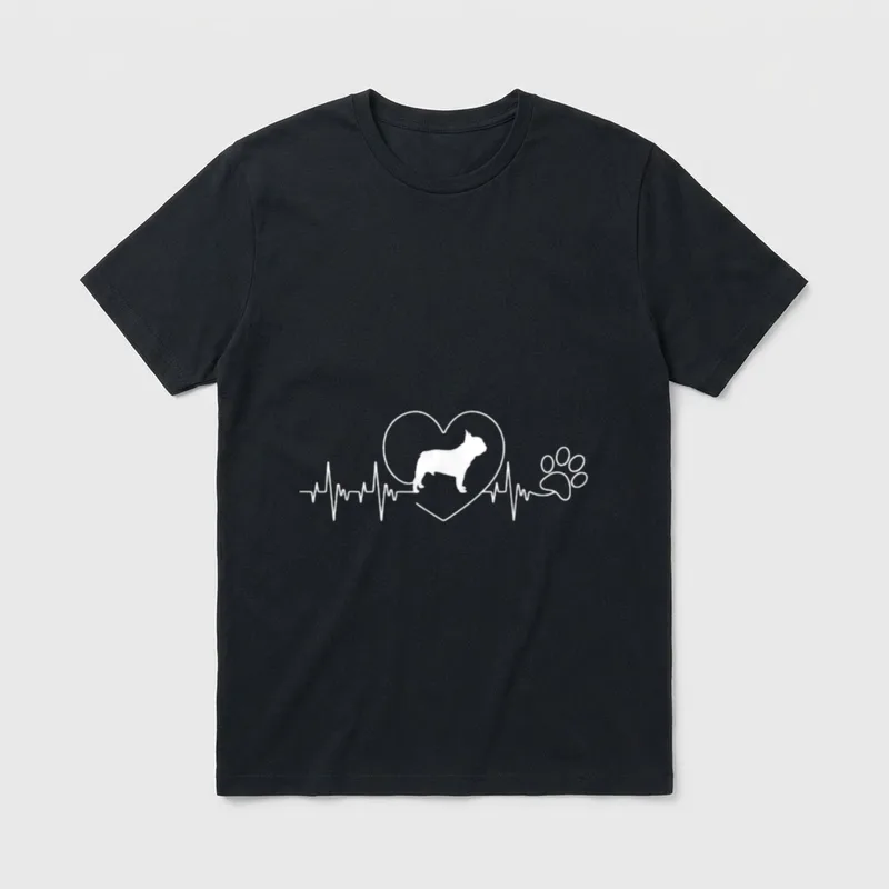 Französische Bulldogge Heartbeat Hund T-Shirt – Klassisches T-Shirt in Schwarz