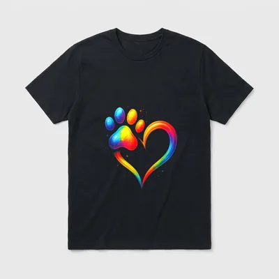 Bunte Hundepfote Tierliebhaber Aquarell T-Shirt – Klassisches T-Shirt in Schwarz