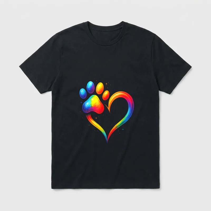 Bunte Hundepfote Tierliebhaber Aquarell T-Shirt – Klassisches T-Shirt in Schwarz