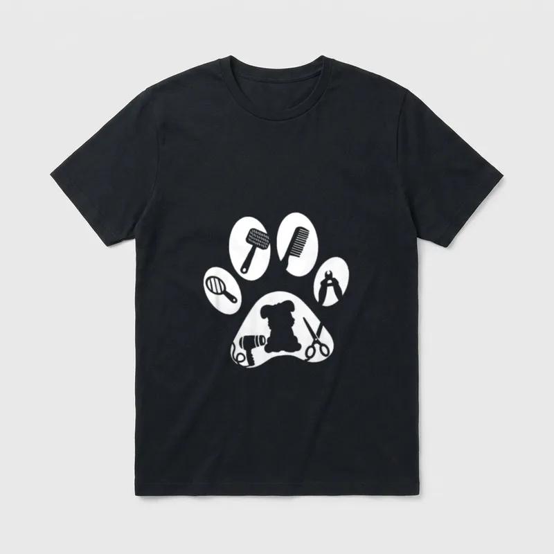 Hundefriseur Hunde Pfote T-Shirt – Klassisches T-Shirt in Schwarz