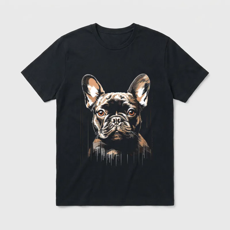 Französische Bulldogge Motiv Pet T-Shirt – Klassisches T-Shirt in Schwarz