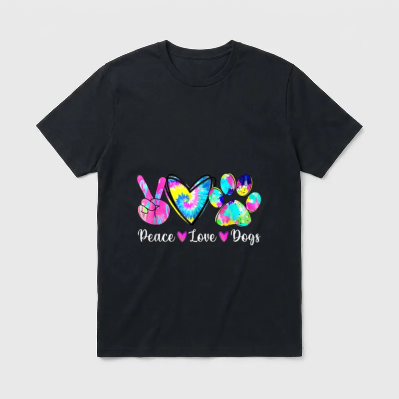 Peace Love Dogs Hundepfote T-Shirt – Klassisches T-Shirt in Schwarz