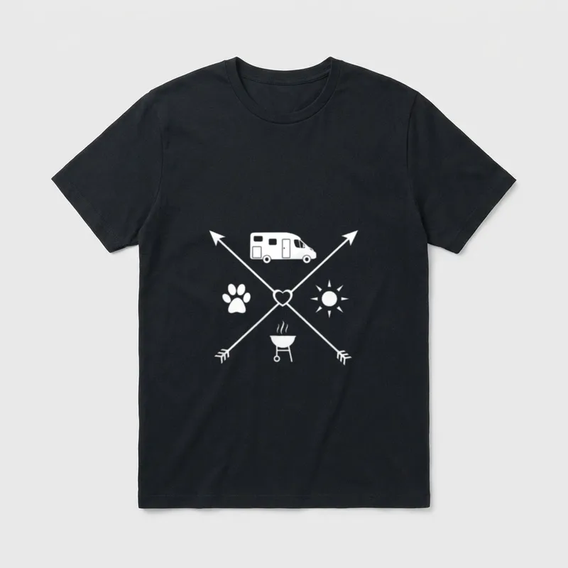 Camping mit Hund Zubehör T-Shirt – Klassisches T-Shirt in Schwarz