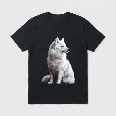 DogtastiQ Samojede Hundemotiv Haustierkunst T-Shirt – Klassisches T-Shirt in Schwarz