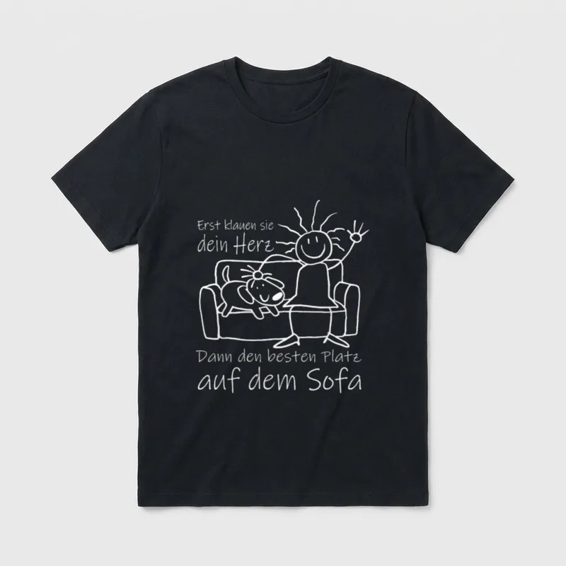 Die mit dem Hund T-Shirt 0382 – Klassisches T-Shirt in Schwarz