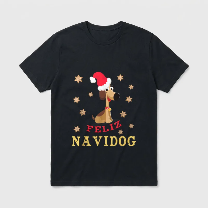 Feliz Navidog Feliz Navidad T-Shirt – Klassisches T-Shirt in Schwarz