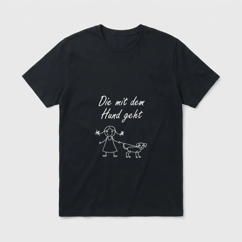 Die mit dem Hund T-Shirt 0386 – Klassisches T-Shirt in Schwarz