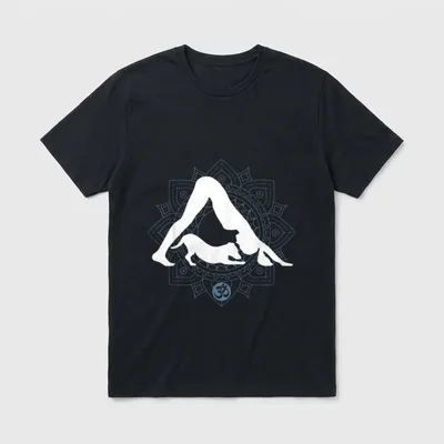 Lustiges Yoga mit Hund T-Shirt – Klassisches T-Shirt in Schwarz
