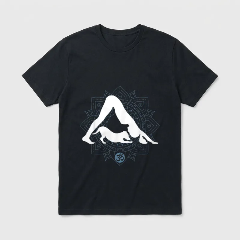 Lustiges Yoga mit Hund T-Shirt – Klassisches T-Shirt in Schwarz