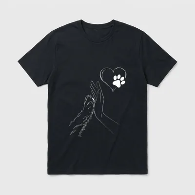 Niedliche Hundepfoten-Hand lustiger T-Shirt – Klassisches T-Shirt in Schwarz