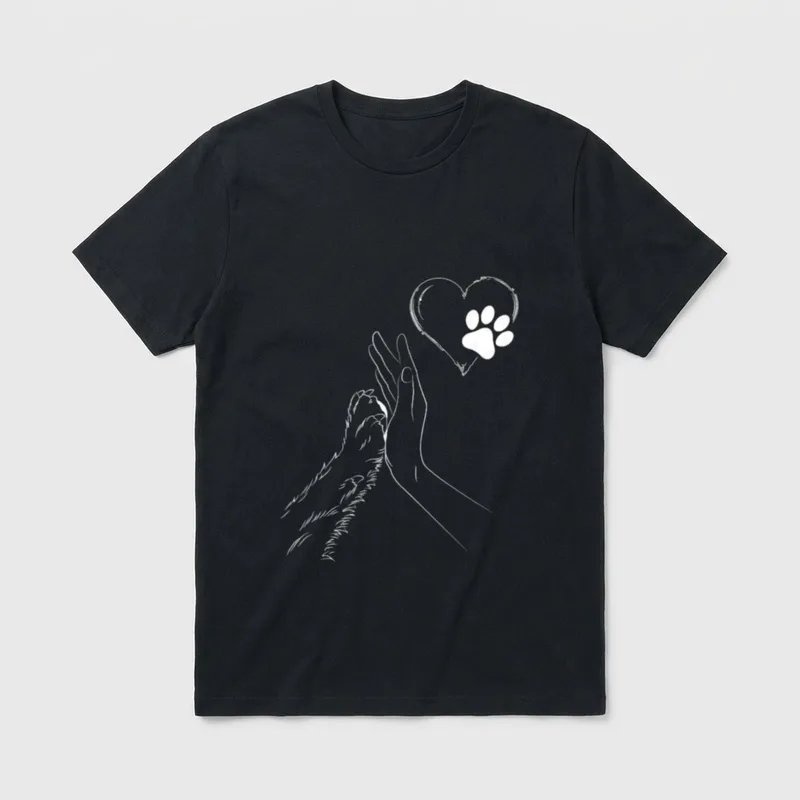 Niedliche Hundepfoten-Hand lustiger T-Shirt – Klassisches T-Shirt in Schwarz