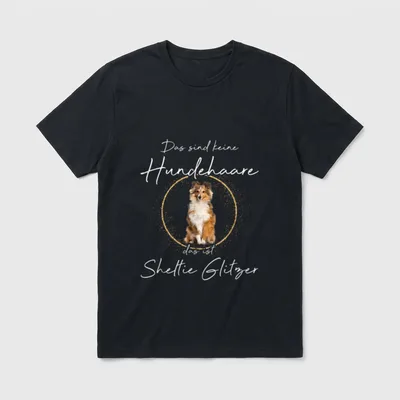 Das ist Sheltie Glitzer T-Shirt – Klassisches T-Shirt in Schwarz