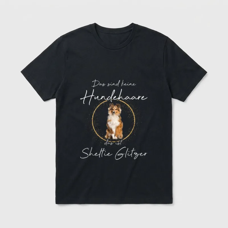 Das ist Sheltie Glitzer T-Shirt – Klassisches T-Shirt in Schwarz