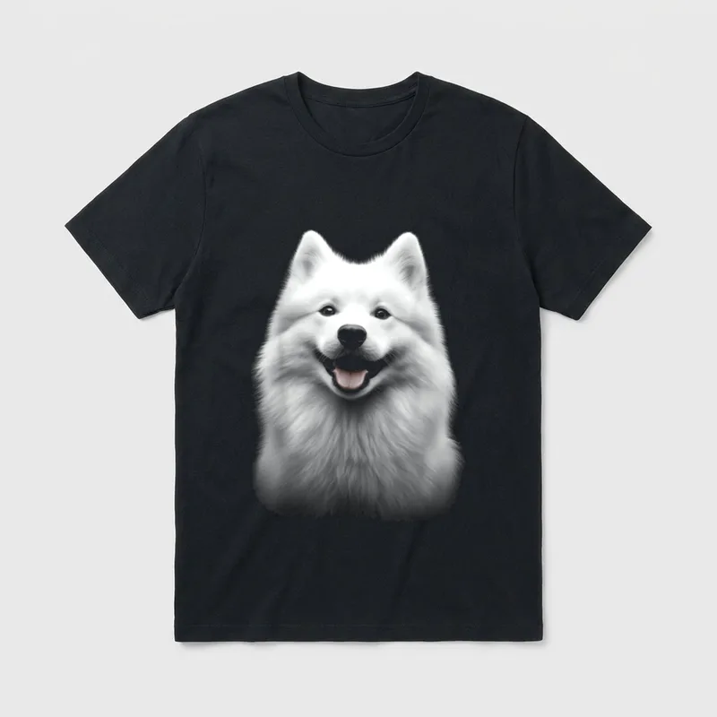 DogtastiQ Samojede-Hundemotiv Haustier-Illustration T-Shirt – Klassisches T-Shirt in Schwarz