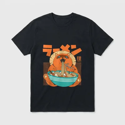 Tanuki Yokai Japanischer Waschbärhund T-Shirt – Klassisches T-Shirt in Schwarz