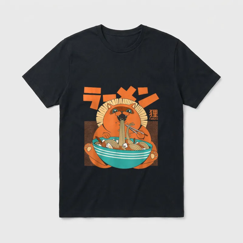 Tanuki Yokai Japanischer Waschbärhund T-Shirt – Klassisches T-Shirt in Schwarz