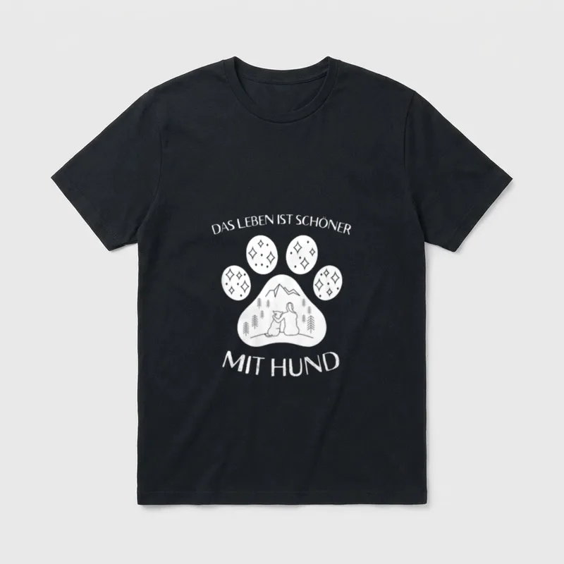 Das Leben ist schöner Lustige Hundesprüche T-Shirt – Klassisches T-Shirt in Schwarz