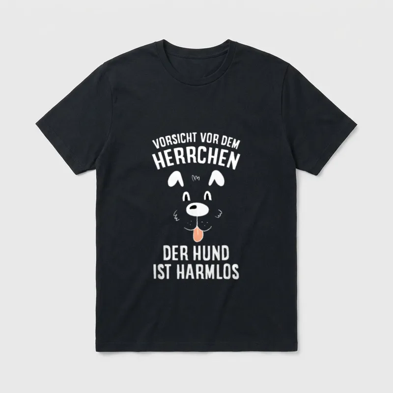 Vorsicht Vor Dem Herrchen T-Shirt 0423 – Klassisches T-Shirt in Schwarz