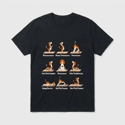 Hunde Yoga lustiges Meditatives T-Shirt – Klassisches T-Shirt in Schwarz