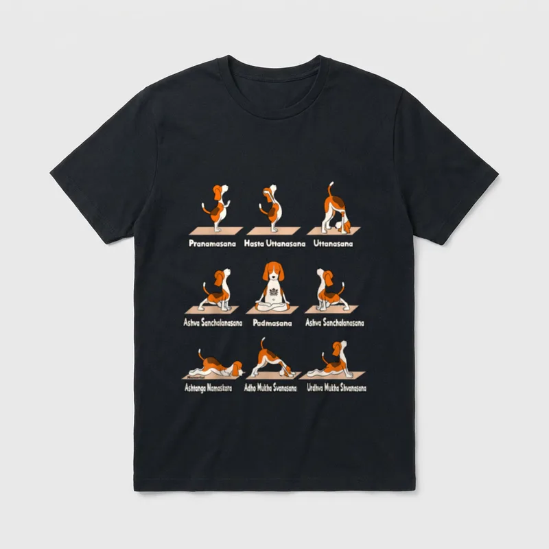 Hunde Yoga lustiges Meditatives T-Shirt – Klassisches T-Shirt in Schwarz