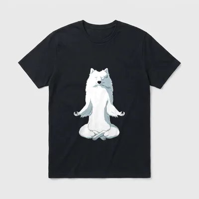 Yoga Hund Japan Spitz T-Shirt – Klassisches T-Shirt in Schwarz