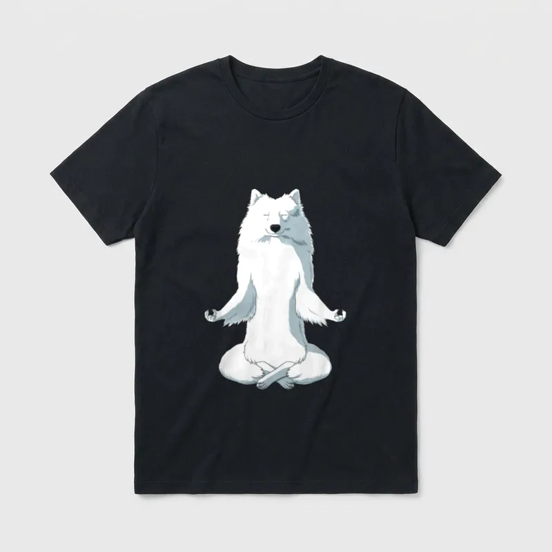 Yoga Hund Japan Spitz T-Shirt – Klassisches T-Shirt in Schwarz