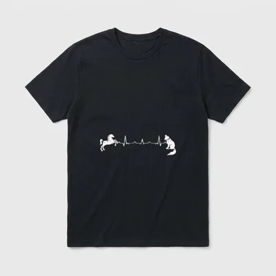 Herzschlag Pferd Hund EKG T-Shirt – Klassisches T-Shirt in Schwarz