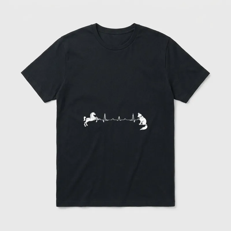 Herzschlag Pferd Hund EKG T-Shirt – Klassisches T-Shirt in Schwarz