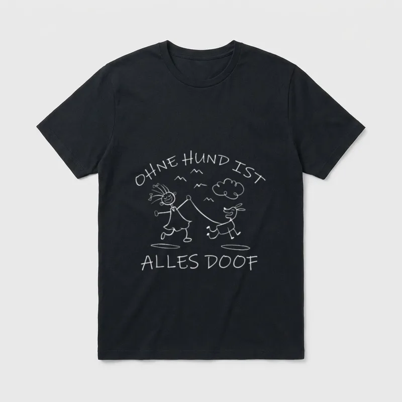 Ohne Hund ist alles T-Shirt 0446 – Klassisches T-Shirt in Schwarz