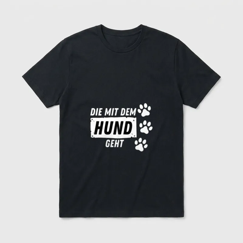Die mit dem Hund T-Shirt 0447 – Klassisches T-Shirt in Schwarz