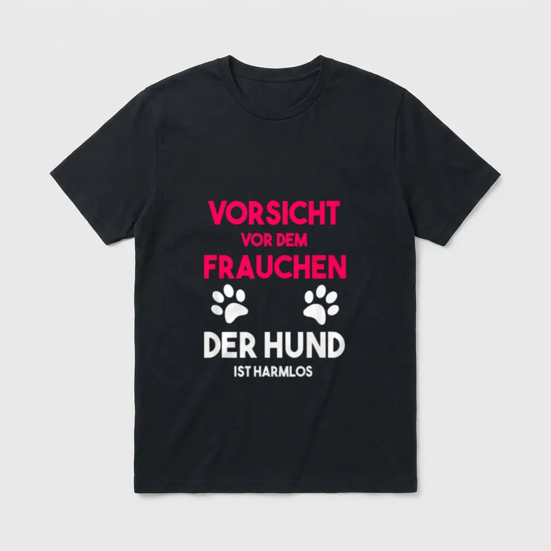 Lustige Vorsicht vor T-Shirt – Klassisches T-Shirt in Schwarz