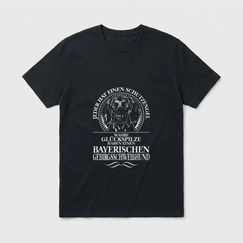 Bayerischer Gebirgsschweißhund Schutzengel Hund T-Shirt 0490 – Klassisches T-Shirt in Schwarz