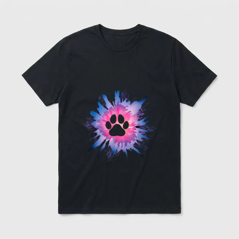 Hundemotiv mit Hundepfote Hundeliebhaber T-Shirt – Klassisches T-Shirt in Schwarz