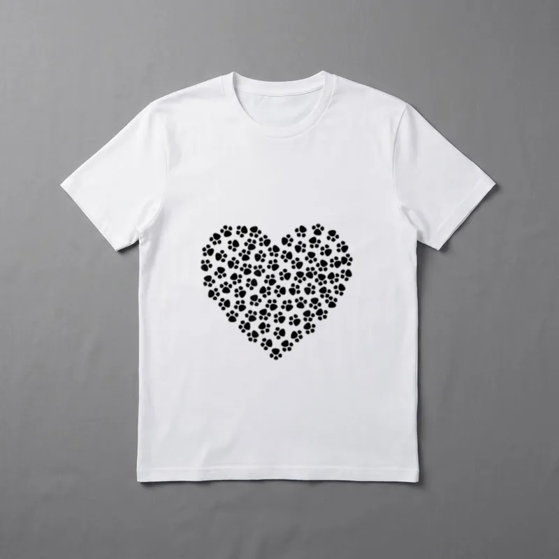 Herz aus Hundepfoten T-Shirt – Klassisches T-Shirt in Schwarz