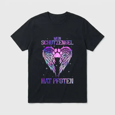 Mein schutzengel hat pfoten T-Shirt – Klassisches T-Shirt in Schwarz