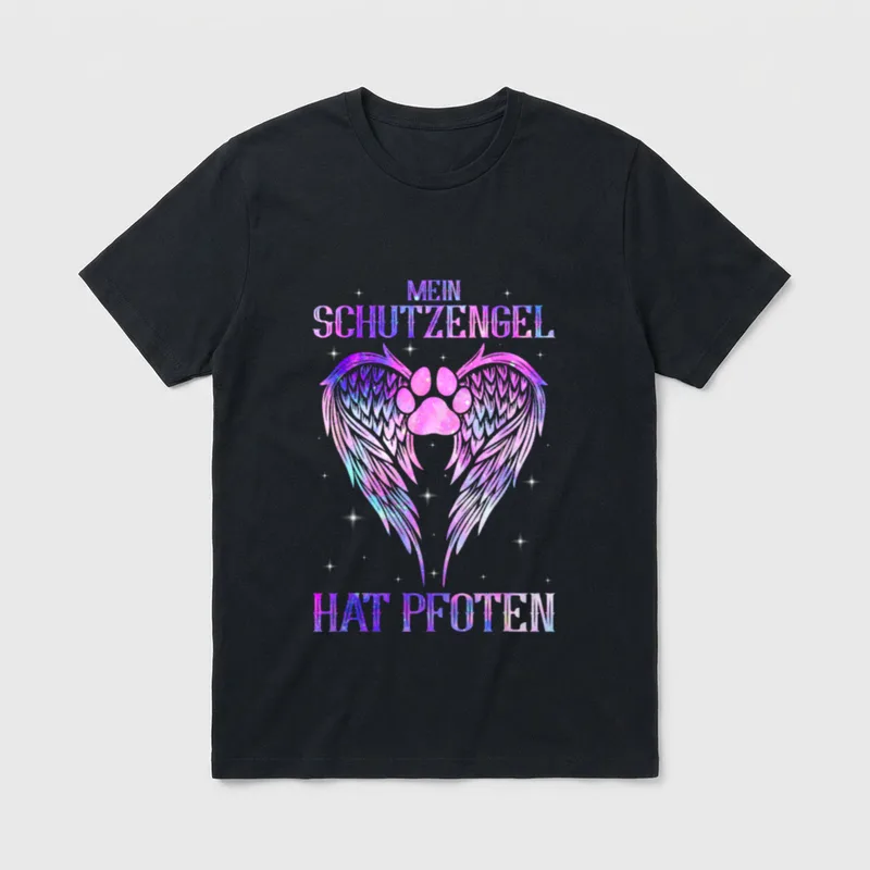 Mein schutzengel hat pfoten T-Shirt – Klassisches T-Shirt in Schwarz