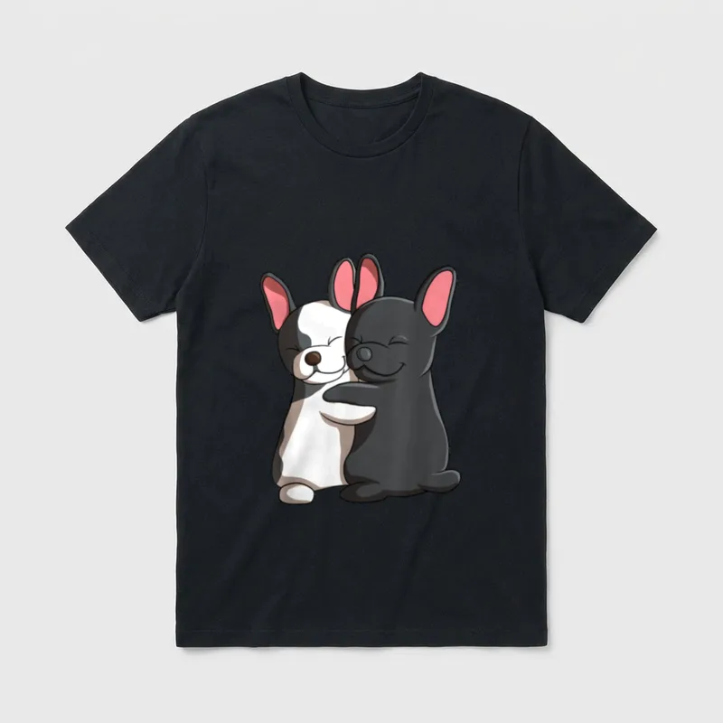 Hund Umarmung Französische Bulldogge T-Shirt – Klassisches T-Shirt in Schwarz