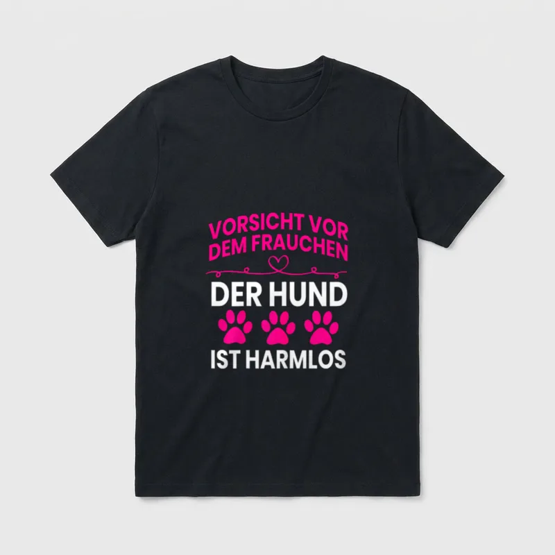 Vorsicht Vor Dem Frauchen T-Shirt 0539 – Klassisches T-Shirt in Schwarz