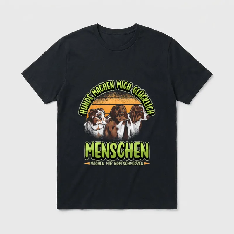 Hunde machen mich Glücklich T-Shirt – Klassisches T-Shirt in Schwarz