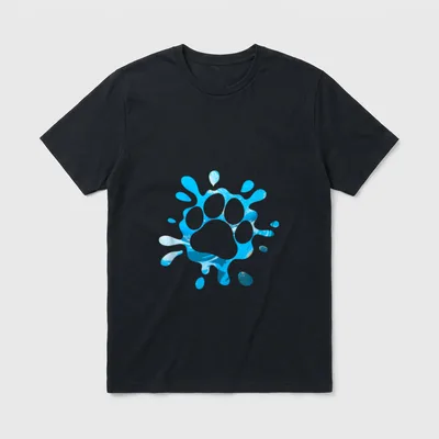 Hunde und Hundepfoten-Design Blau T-Shirt – Klassisches T-Shirt in Schwarz