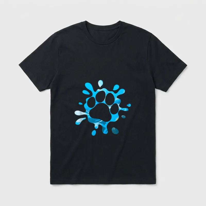 Hunde und Hundepfoten-Design Blau T-Shirt – Klassisches T-Shirt in Schwarz